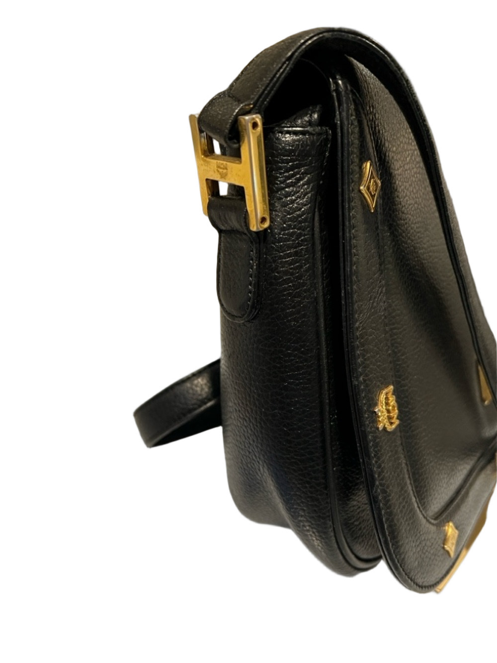 MCM Black Leather Crossbody Bag with Gold Accents - Picture 5 of 15